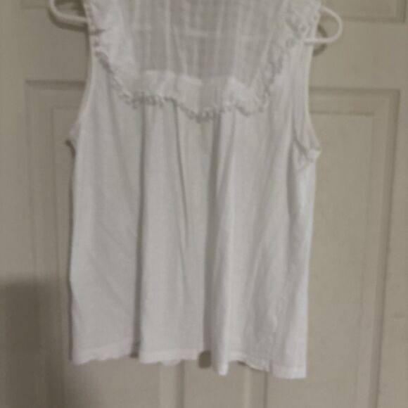 Ann Taylor LOFT Pom Pom Ruffle Shell Top Large - Picture 7 of 7